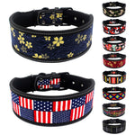 Reflective Nylon Dog Collar Fashion Printed Adjustable Pet