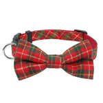 Fashion Plaid Dog Collar With Bowtie Puppy Adjustable Bowknot