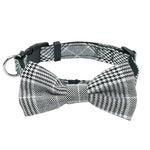 Fashion Plaid Dog Collar With Bowtie Puppy Adjustable Bowknot