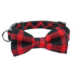 Fashion Plaid Dog Collar With Bowtie Puppy Adjustable Bowknot