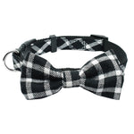 Fashion Plaid Dog Collar With Bowtie Puppy Adjustable Bowknot