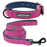 Leather Dog Collar Leash Set Personalized Customized Dog