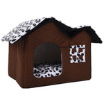 Hot Removable Dog Beds Double Pet House Brown